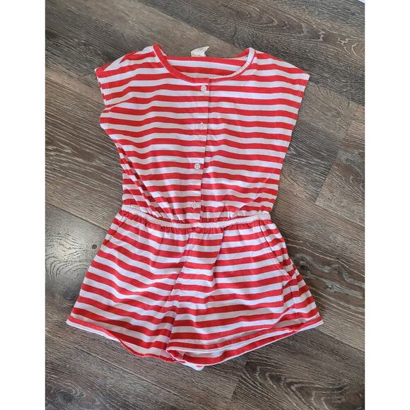 Tucker + Tate Girls Red White Striped Romper Jumpsuit size 5 #4 - Picture 1 of 3